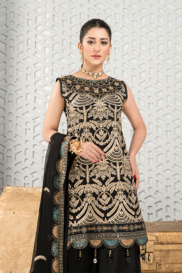 Pakistani Black Dress with Fine Embroidery Work 2022