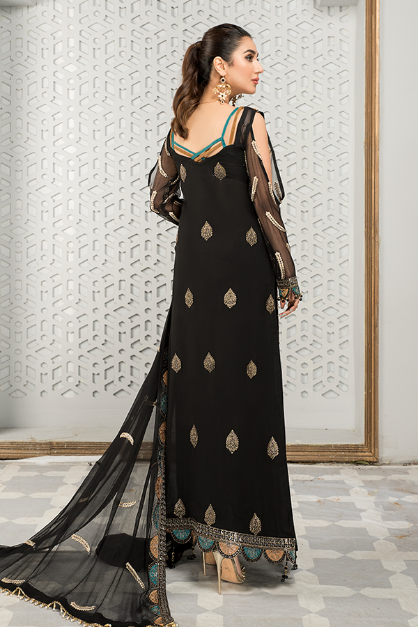 Pakistani Black Dress with Fine Embroidery Work Latest