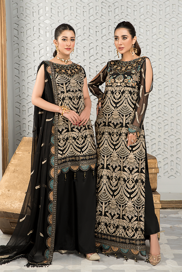 Pakistani Black Dress with Fine Embroidery Work Online