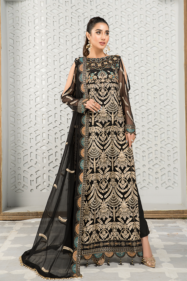 Pakistani Black Dress with Fine Embroidery Work