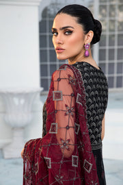 Black Pakistani Frock with Maroon Contrast Party Wear 2023