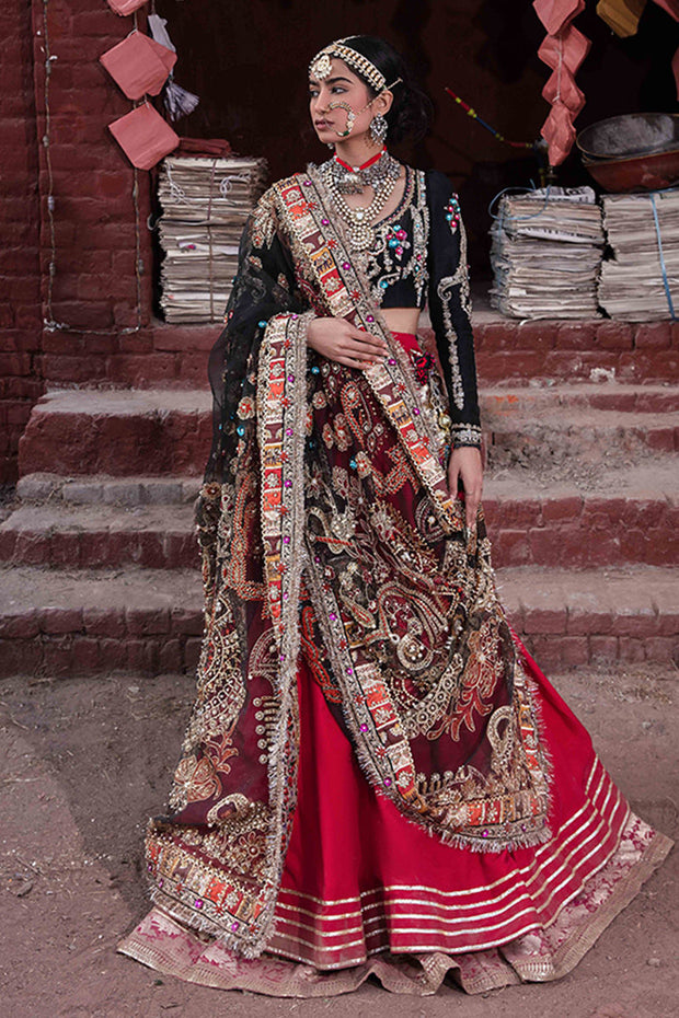 Black Red Lehenga Choli for Pakistani Bridal Dresses Medium Black Red Lehenga Choli for Pakistani Bridal Dresses Medium
