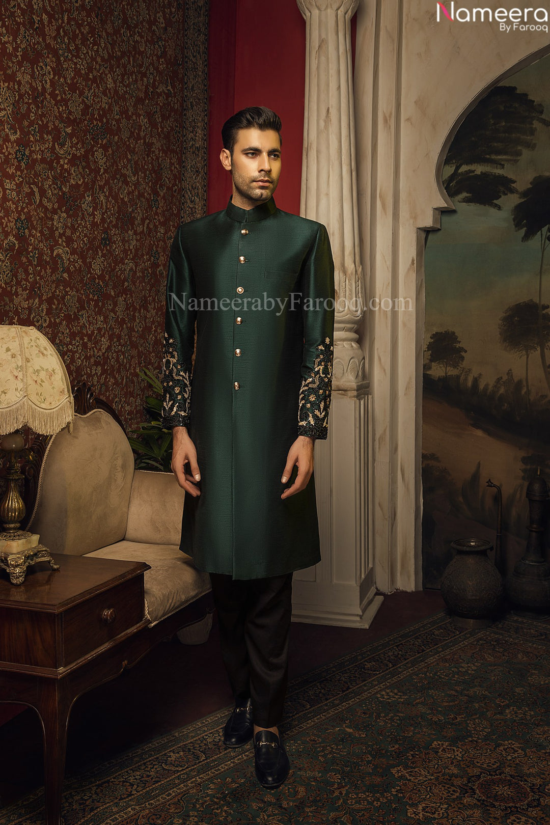 Black Sherwani for Groom 