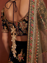 Black Velvet Lehenga Choli Pakistani Wedding Dress