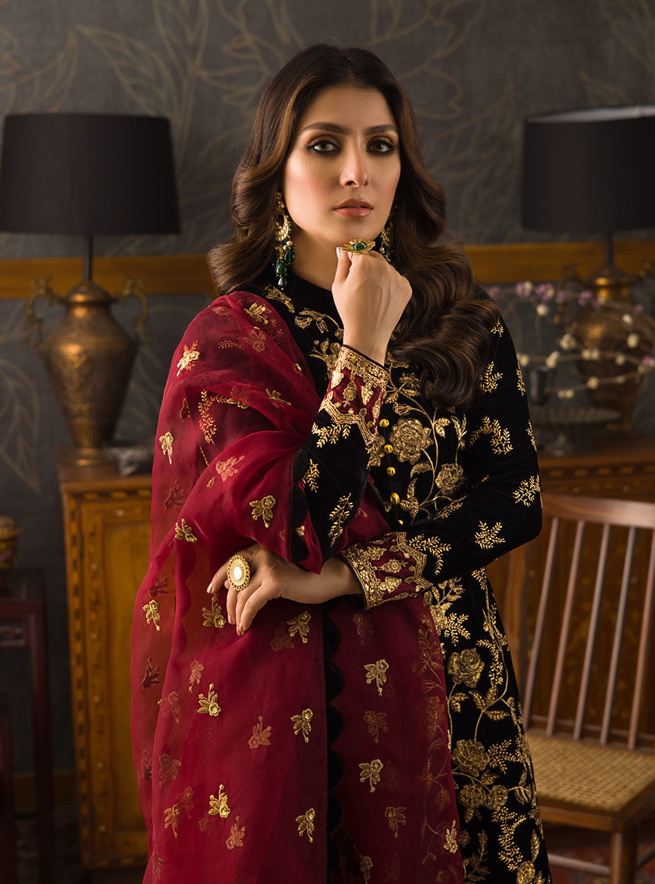 Black Velvet Salwar Kameez Design