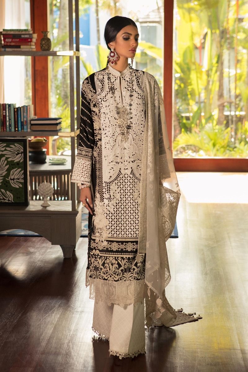 Black and White Luxury Lawn Dress