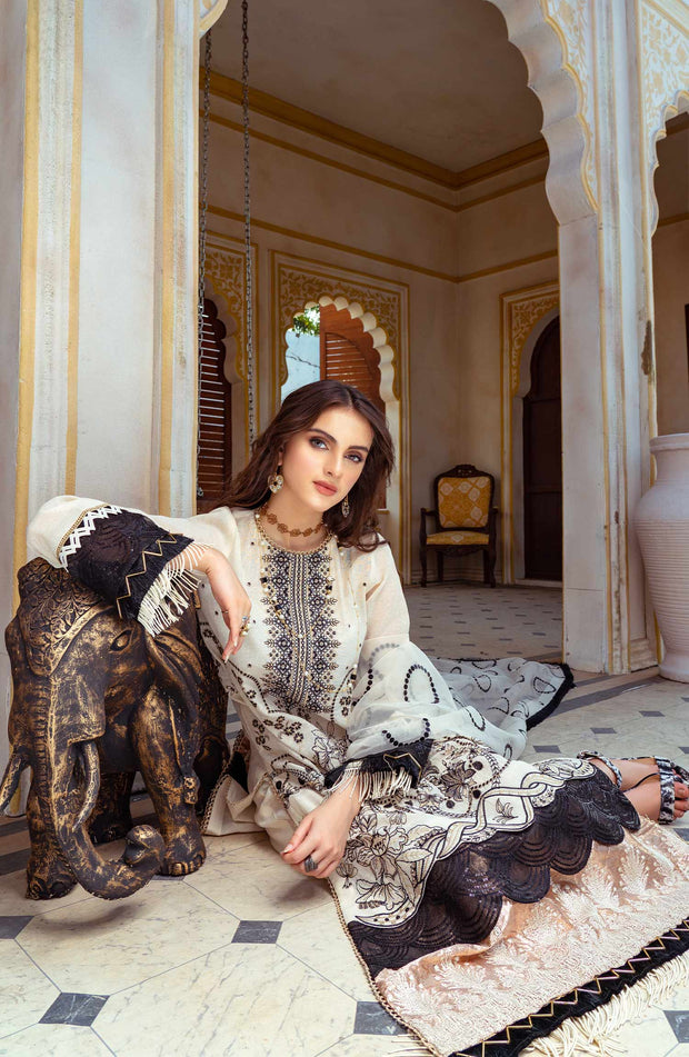 Black and White Salwar Kameez and Dupatta