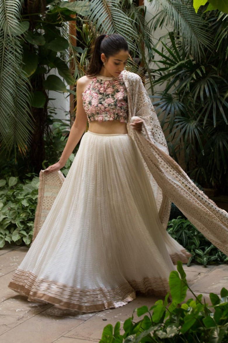 Blouse Lehenga with Chikankari Dupatta for Wedding