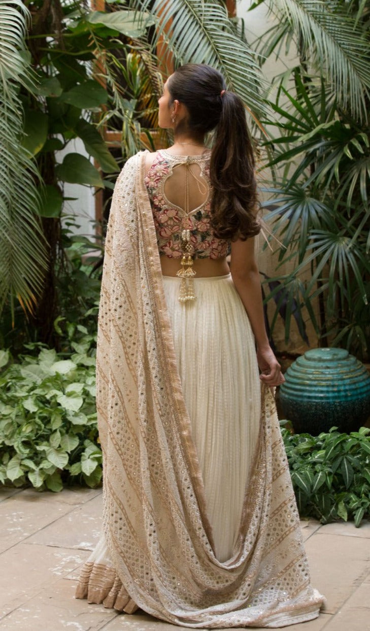 Blouse Lehenga with Chikankari Dupatta for Wedding Online