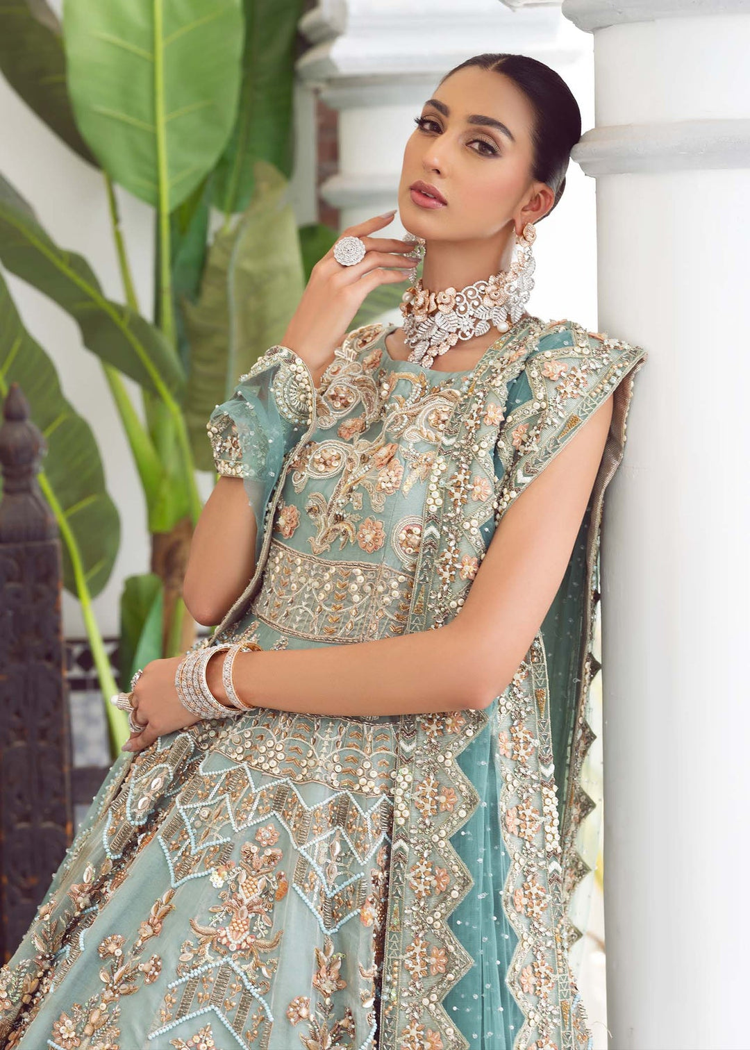 Stunning Blue Pakistani Bridal Dress & Lehenga Ensemble