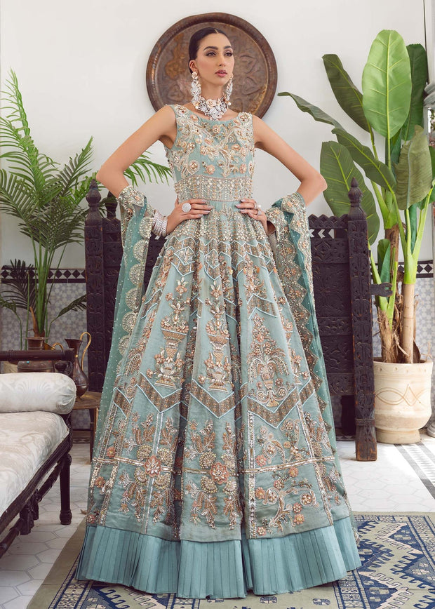 Blue Bridal Dress Pakistani in Gown Style