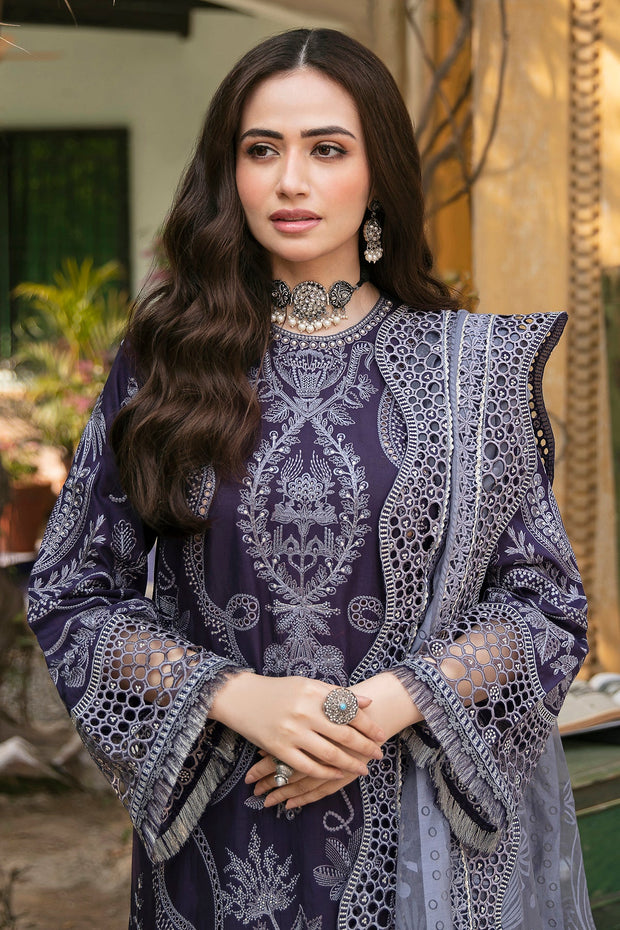 Blue Embroidered Pakistani Eid Dress in Kameez Trouser Style