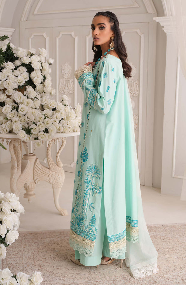 Blue Kameez Trouser and Dupatta Pakistani Eid Dress Online