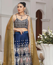 Blue Lehenga Choli and Dupatta Pakistani Bridal Dress Online