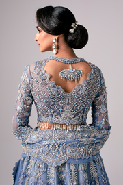 Blue Lehenga Choli and Dupatta Pakistani Bridal Dress