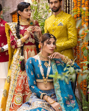 Blue Lehenga Choli and Dupatta Wedding Dress for Bride Online