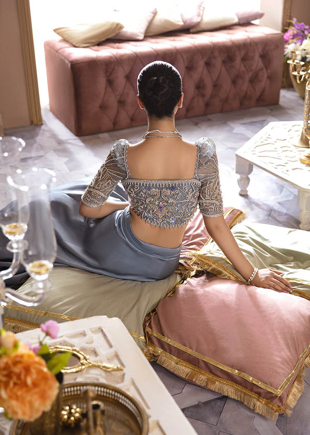 Blue Pakistani Bridal Dress in Lehenga Choli Style