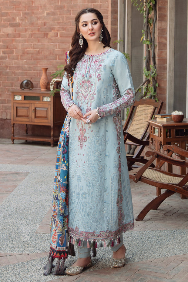 Blue Pakistani Dress in Embroidered Salwar Kameez Style