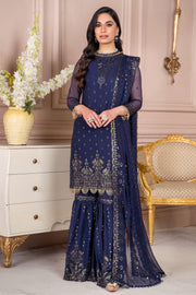 Blue Pakistani Kameez Sharara with Dupatta Party Wear