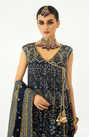 Blue Pakistani Wedding Dress in Angrakha Frock Style Online