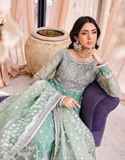 Blue Pakistani Wedding Dress in Classic Frock Style Online