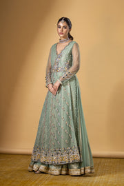 Blue Pakistani Wedding Dress in Lehenga Kameez Style Online