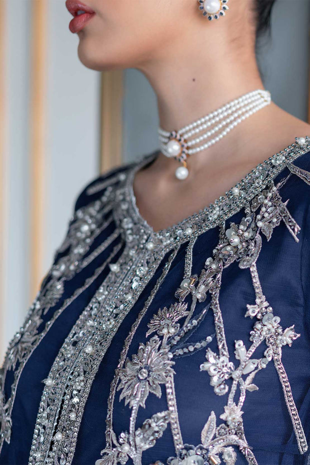 Blue Pakistani Wedding Dress in Sharara Kameez Style Online