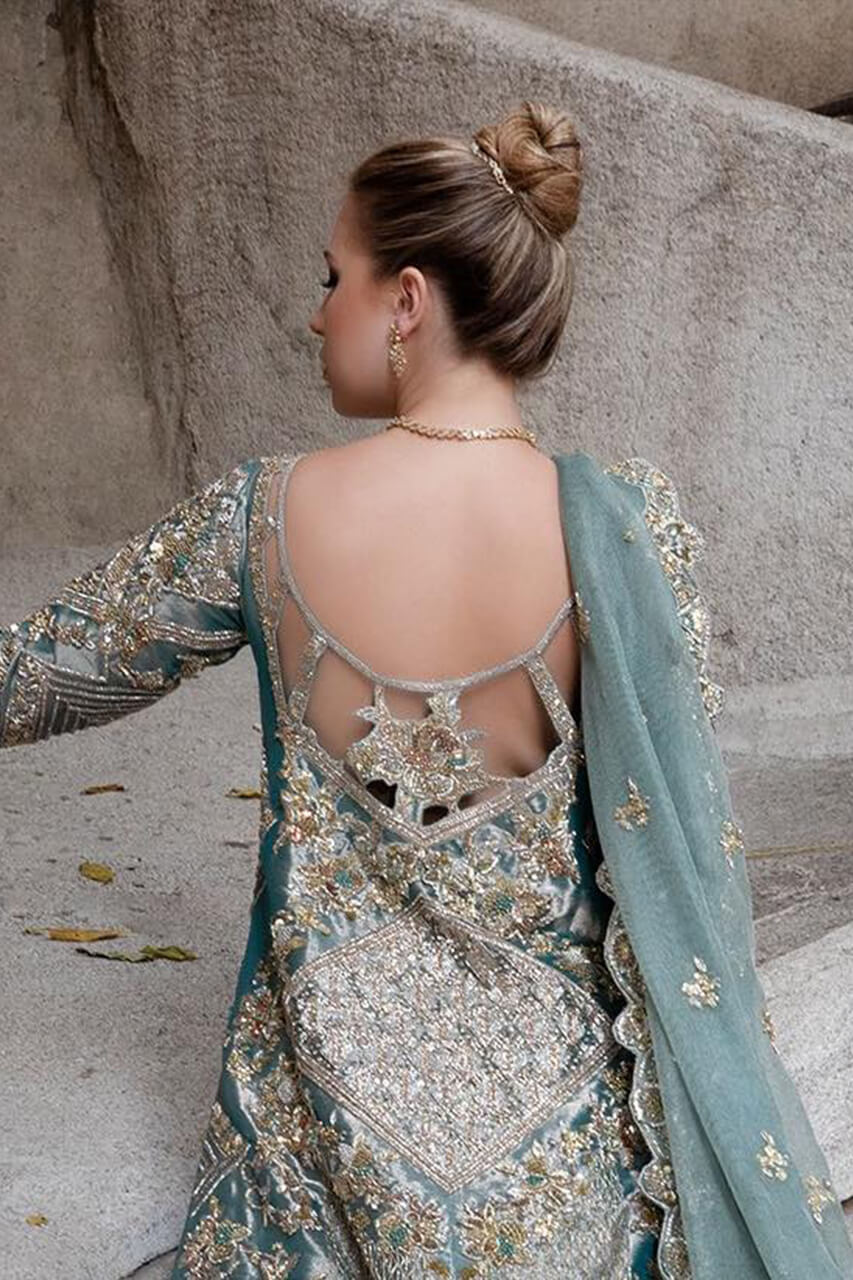 Blue Raw Silk Lehenga 