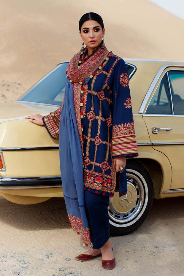 Blue Salwar Kameez Pakistani Eid Dress in Premium Lawn