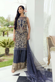 Blue Sharara and Organza Kameez Pakistani Wedding Dress
