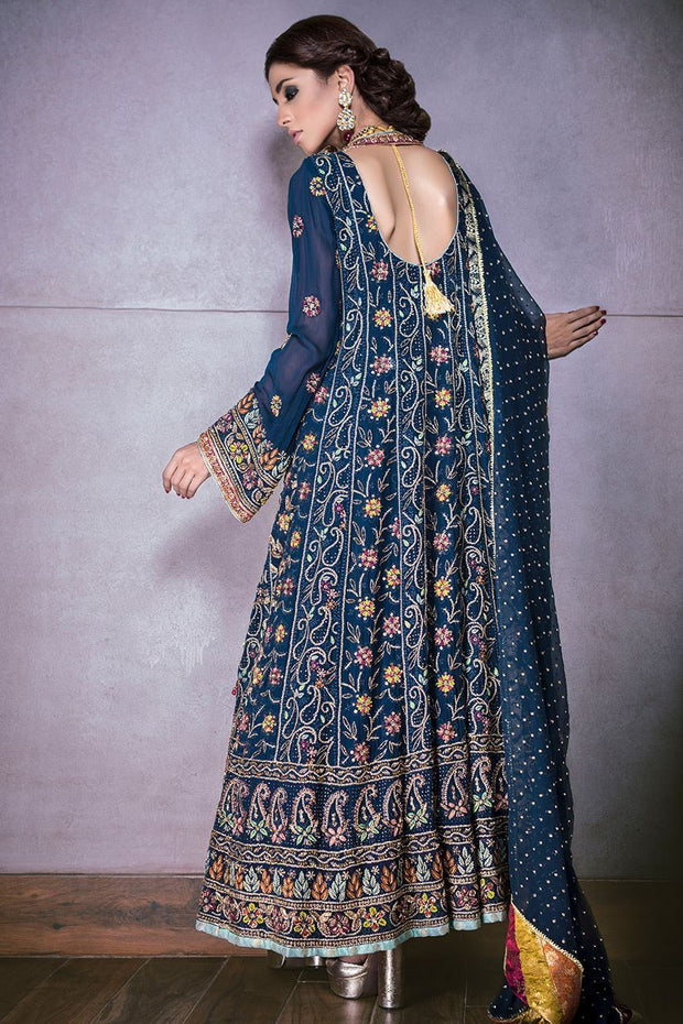 Pakistani blue designer dress for wedding wear # B3310