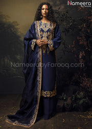 Blue Silk Salwar Kameez Desinger Wear 2021