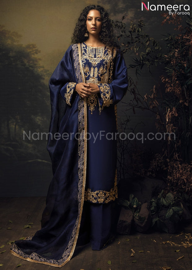 Blue Silk Salwar Kameez Desinger Wear 2021