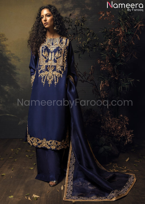 Blue Silk Salwar Kameez 