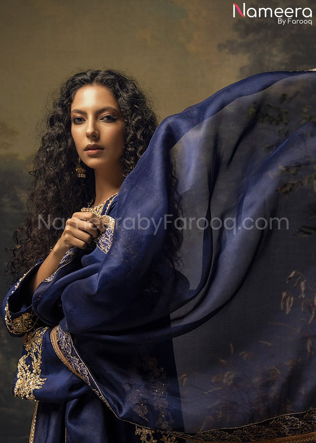 Blue Silk Salwar Kameez Desinger Wear Online