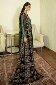 Bottle Green Kameez Salwar with Velvet Shawl Latest