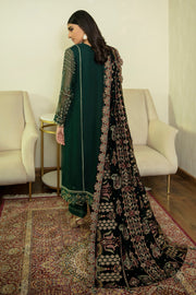 Bottle Green Kameez Salwar with Velvet Shawl Online