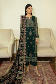 Bottle Green Kameez Salwar with Velvet Shawl