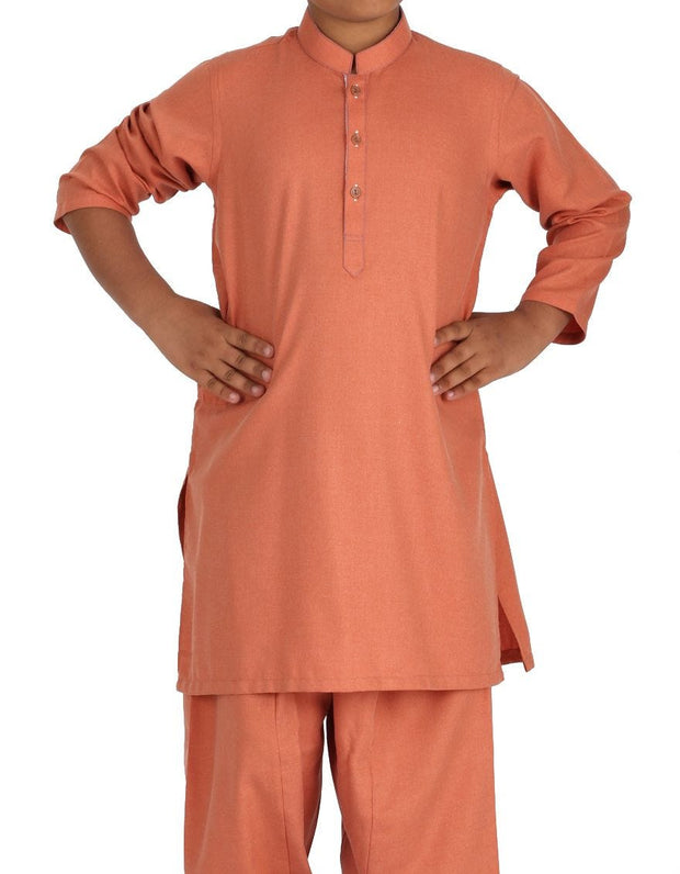 Beautiful Pakistani boy dress in rust color for casual wear # K2308
