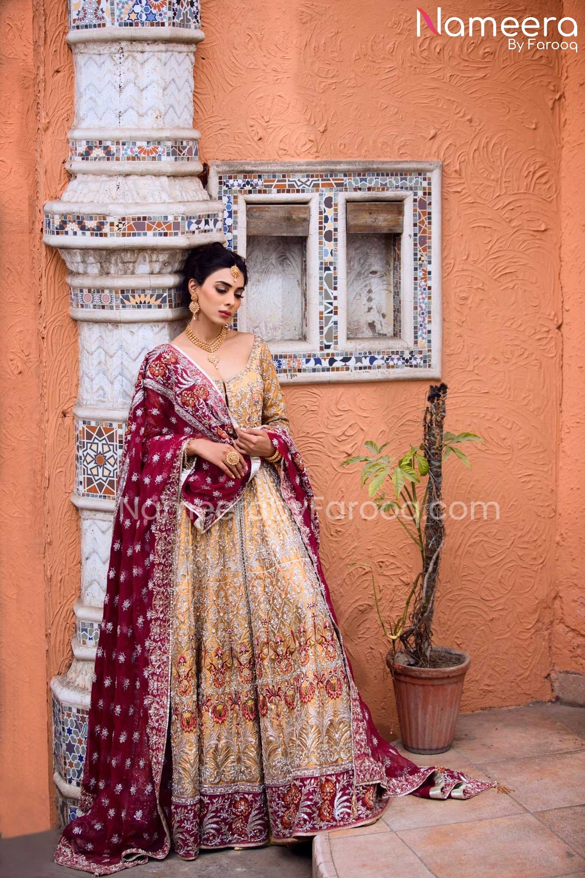 Pakistani Embellished Bridal Anarkali Frock Traditional Dress – Nameera ...