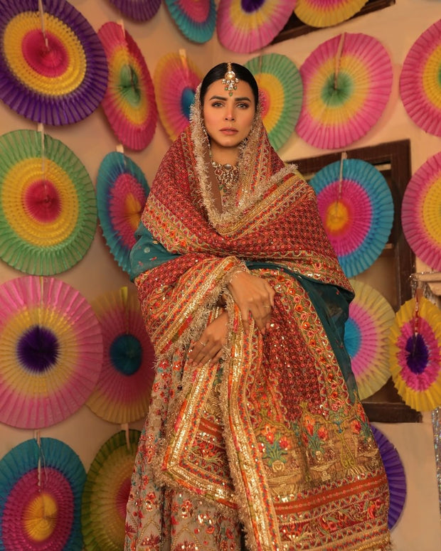 Bridal Anarkali Frock with Sharara Dress