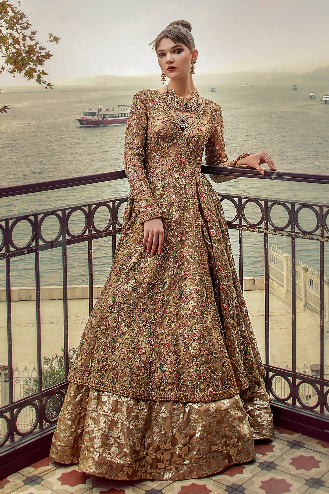 Bridal Angrakha Style Frock with Lehenga