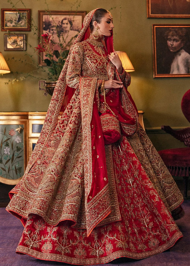 Bridal Frock Lehng in Red Color