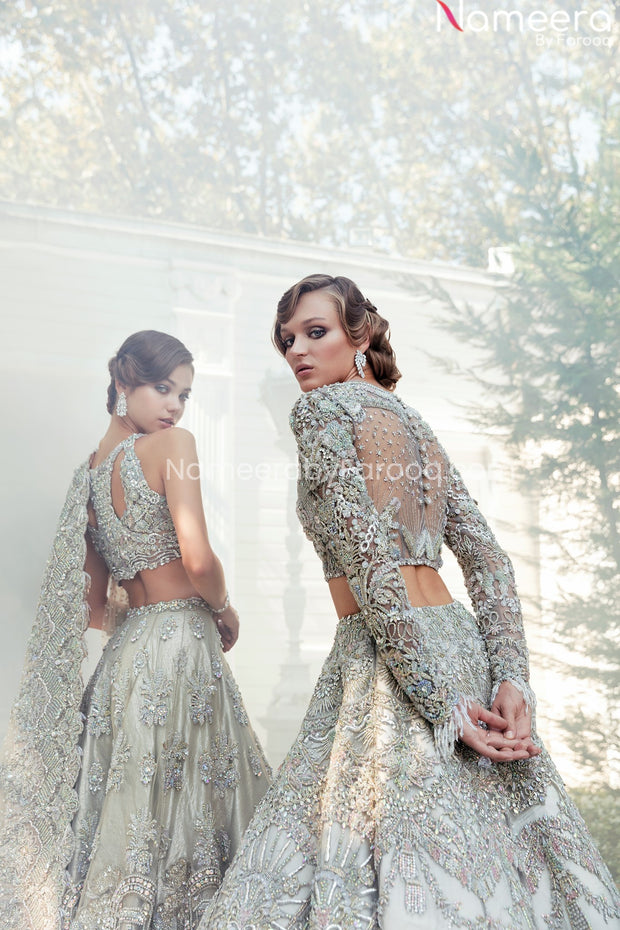 Bridal Grey Lehenga Pakistani