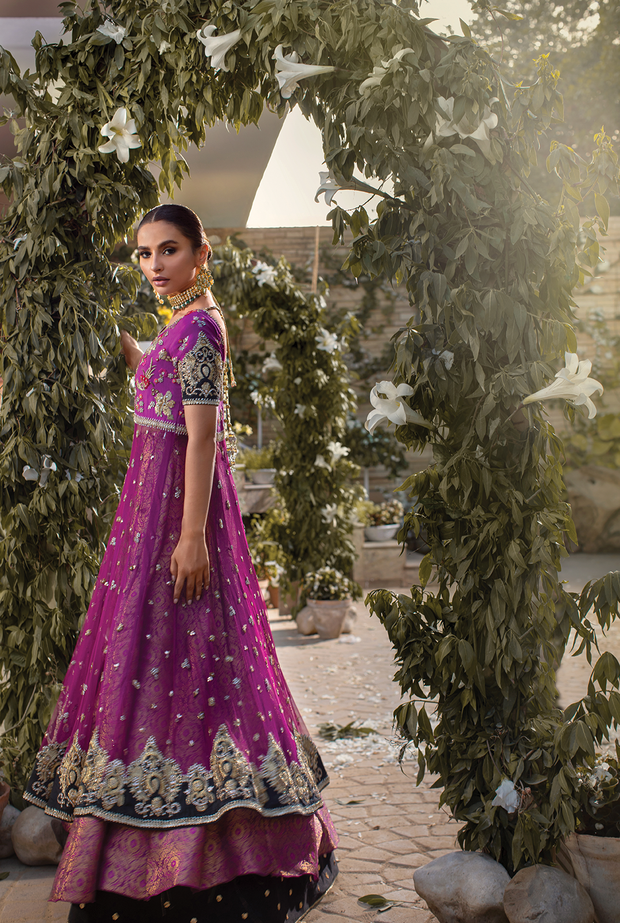 Bridal Jamwar Lehnga with Frock in Purple Color