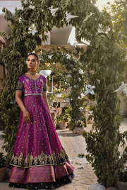 Bridal Jamwar Lehnga with Frock in Purple Color