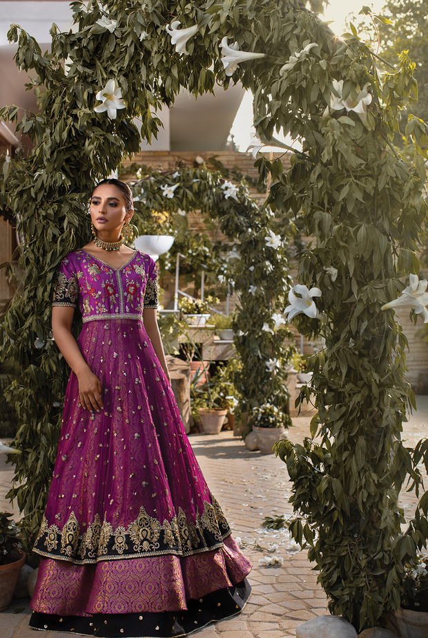 Bridal Jamwar Lehnga with Frock in Purple Color