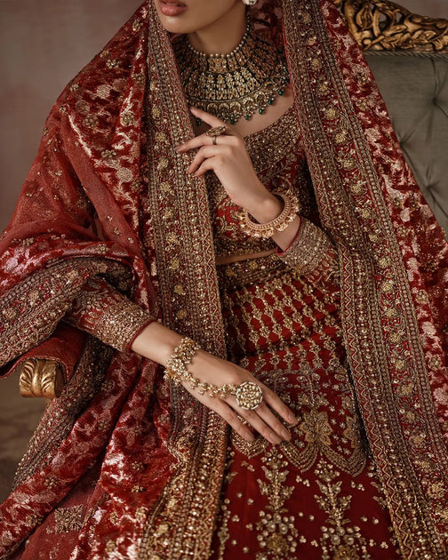 Bridal Lehenga Choli and Dupatta Indian Bridal Dress – Nameera by Farooq