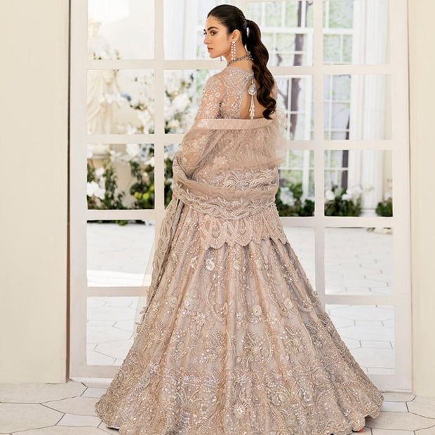 Grey Skin Bridal Lehenga Kameez Pakistani Wedding Dress