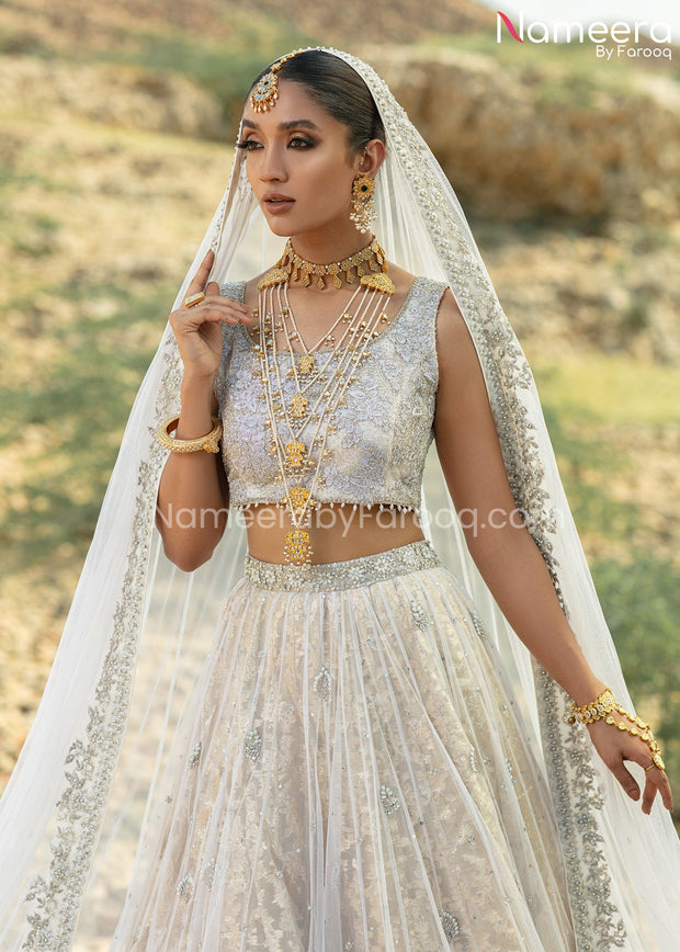 Bridal Lehenga Pakistani White